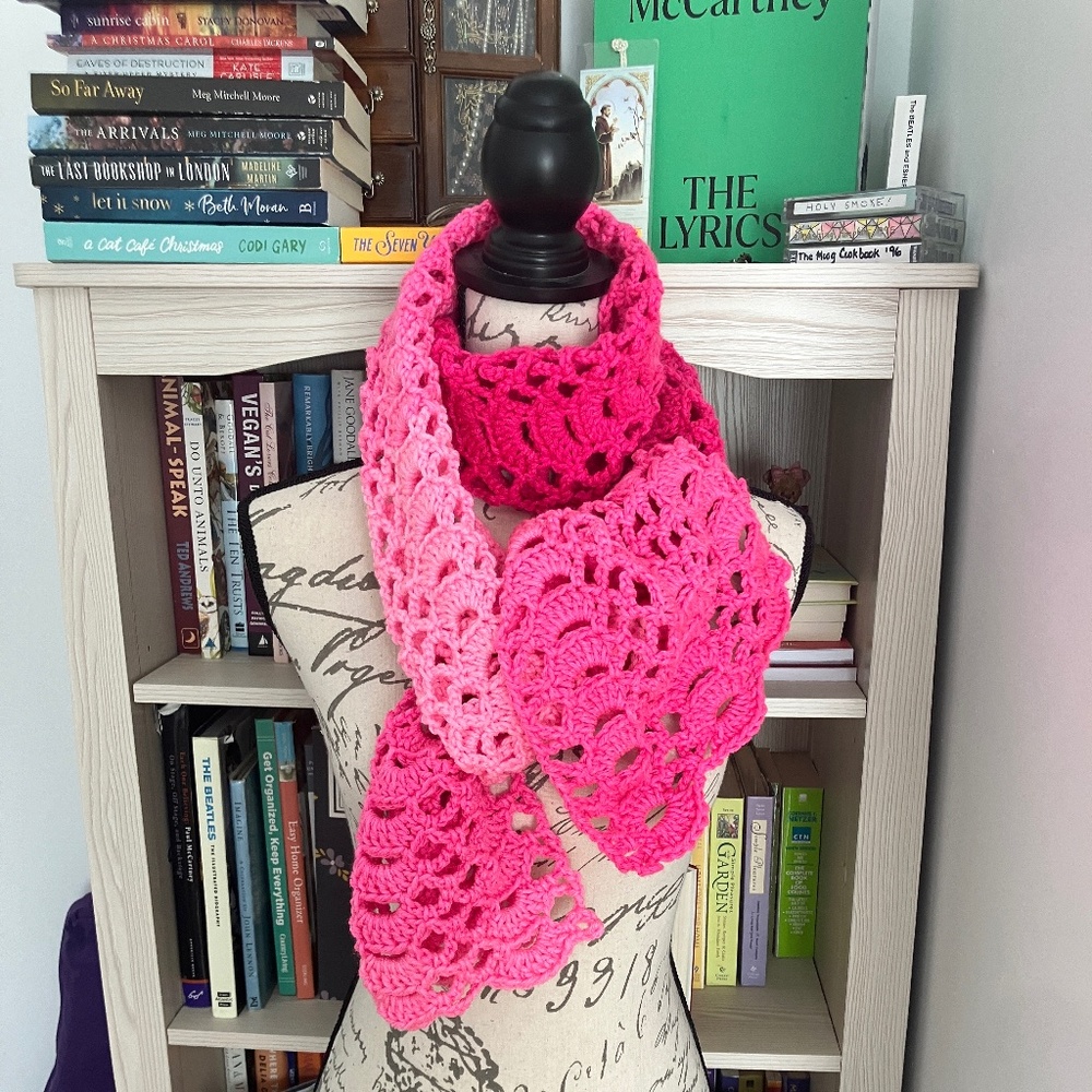 Lovely Handmade Crocheted Ombre' Scarf/Shawl